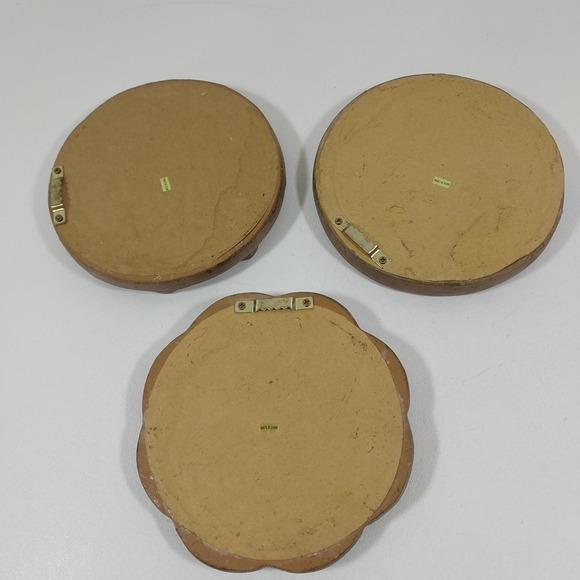 Set of 3 Ornate Round Framed Mirror Wall Decor Bronze Heavy Resin 1980's 6" - Picture 6 of 6